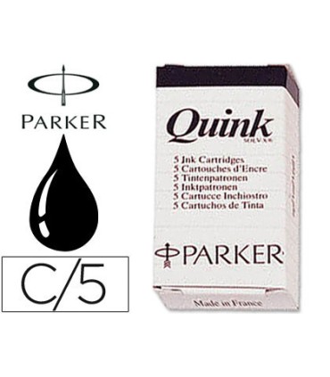 Tinta estilografica parker negra caja de 5 cartuchos