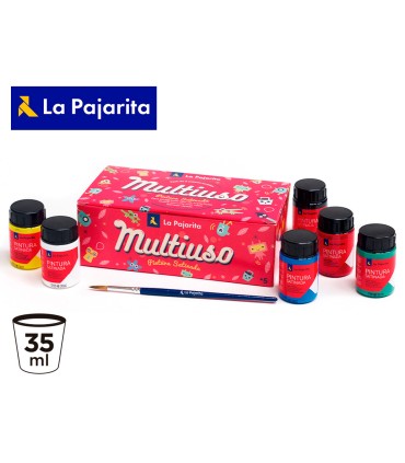 Pintura latex la pajarita satinada 35 ml caja de 6 unidades colores surtidos