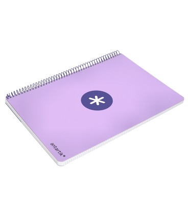 Cuaderno espiral liderpapel a4 micro antartik tapa dura 80h 100 gr cuadro 5 mm sin bandas 4 taladros color lavanda