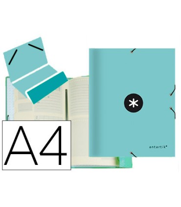 Carpeta liderpapel antartik clasificadora a4 12 departamentos goma carton forrado color menta