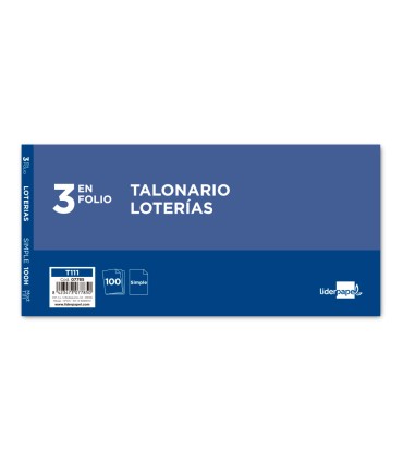 Talonario liderpapel loteria tres en folio 111