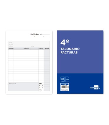 Talonario liderpapel facturas cuarto con iva 116