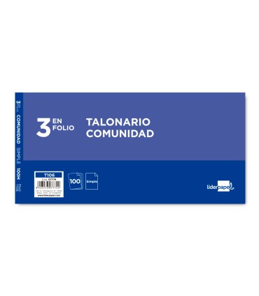 Talonario liderpapel comunidad tres en folio 106 con iva