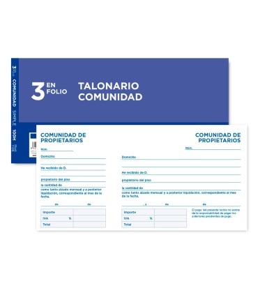 Talonario liderpapel comunidad tres en folio 106 con iva