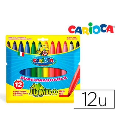 Rotulador carioca jumbo punta gruesa estuche de 12 colores surtidos