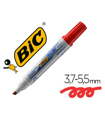 Rotulador bic velleda para pizarra rojo punta biselada 59 mm