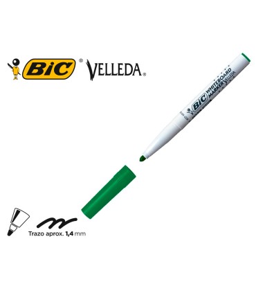 Rotulador bic velleda para pizarra verde punta redonda 14 mm