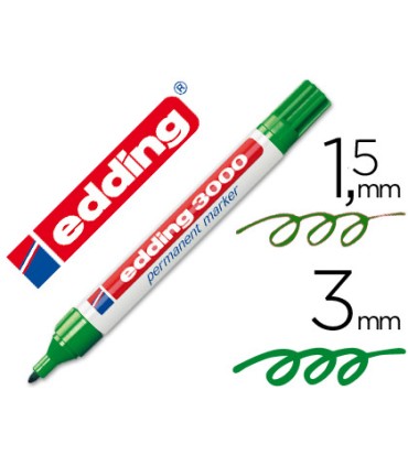 Rotulador edding marcador permanente 3000 verde punta redonda 15 3 mm recargable