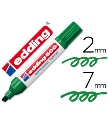 Rotulador edding marcador permanente 500 verde punta biselada 7 mm