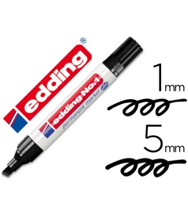 Rotulador edding marcador permanente 1 negro punta biselada 5 mm