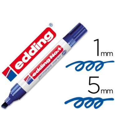 Rotulador edding marcador permanente 1 azul punta biselada 5 mm recargable