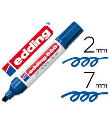 Rotulador edding marcador permanente 500 azul punta biselada 7 mm recargable