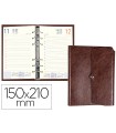 Agenda anillas liderpapel tinde 15x21 cm dia pagina marron simil piel envejecida papel 70 gr