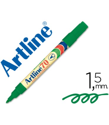 Rotulador artline marcador permanente ek 70 verde punta redonda 15 mm papel metal y cristal