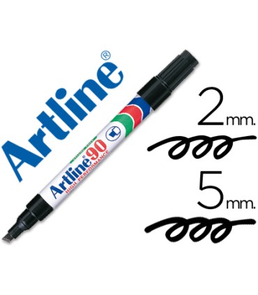 Rotulador artline marcador permanente ek 90 negro punta biselada 5 mm papel metal y cristal