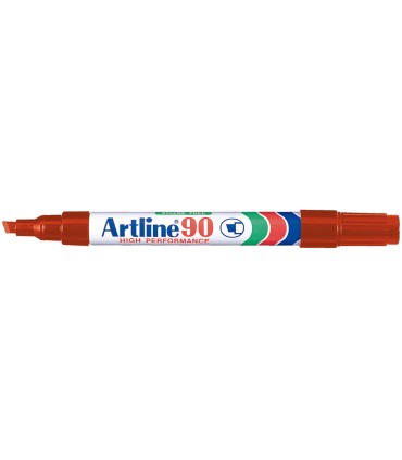 Rotulador artline marcador permanente ek 90 rojo punta biselada 5 mm papel metal y cristal