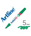 Rotulador artline marcador permanente ek-90 verde punta biselada 5 mm papel metal y cristal