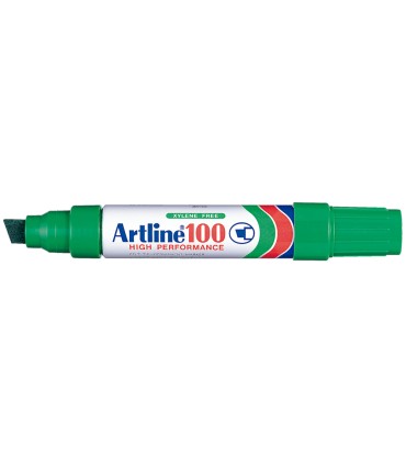 Rotulador artline marcador permanente 100 verde punta biselada