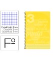 Cuaderno espiral liderpapel folio pautaguia tapa plastico 80h 75gr cuadro pautado 3mm con margen color amarillo