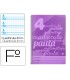 Cuaderno espiral liderpapel folio pautaguia tapa plastico 80h 75gr cuadro pautado 4mm con margen color violeta