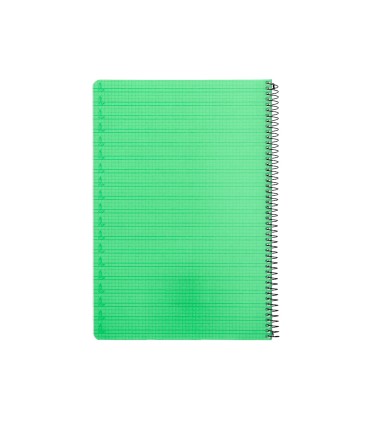 Cuaderno espiral liderpapel folio pautaguia tapa plastico 80h 75gr cuadro pautado 4mm con margen color verde