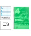 Cuaderno espiral liderpapel folio pautaguia tapa plastico 80h 75gr cuadro pautado 4mm con margen color verde