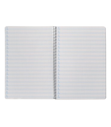 Cuaderno espiral liderpapel folio pautaguia tapa plastico 80h 75gr cuadro pautado 4mm con margen color azul