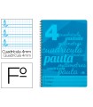 Cuaderno espiral liderpapel folio pautaguia tapa plastico 80h 75gr cuadro pautado 4mm con margen color azul