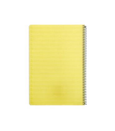 Cuaderno espiral liderpapel folio pautaguia tapa plastico 80h 75gr cuadro pautado 4mm con margen color amarillo