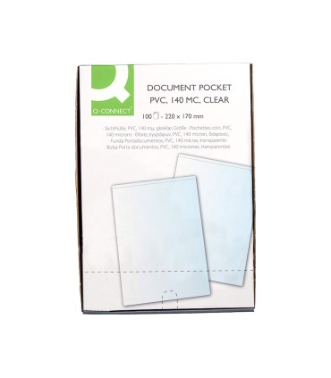 Funda portacarnet q connect cuarto 140 micras pvc transparente 220x170mm