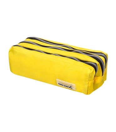 Bolso escolar liderpapel portatodo rectangular 3 bolsillos amarillo pastel 185x80x70 mm