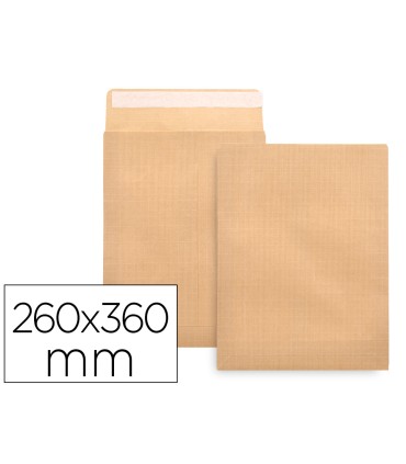 Sobre liderpapel bolsa armado kraft envio seguridad 260x360 mm solapa tira de silicona 120 gr caja de 100 unidades