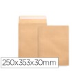 Sobre liderpapel bolsa fuelle kraft 250x353x30 mm solapa tira de silicona papel 120gr cajade 50 unidades