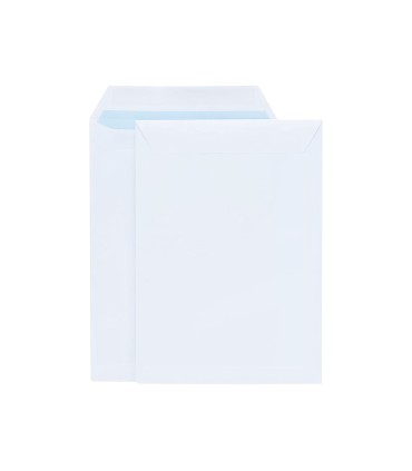 Sobre liderpapel bolsa blanco 310x410 mm solapa tira de silicona papel offset 100 gr caja de 250 unidades