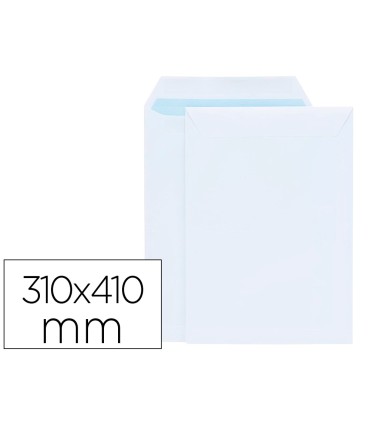 Sobre liderpapel bolsa blanco 310x410 mm solapa tira de silicona papel offset 100 gr caja de 250 unidades