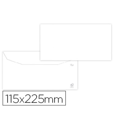 Sobre liderpapel blanco 115x225 mm solapa engomada papel offset 80 gr caja de 500 unidades