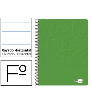 Cuaderno espiral liderpapel folio write tapa blanda 80h 60gr horizontal con margen color verde