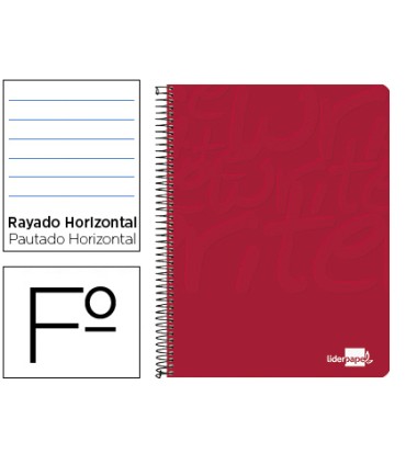 Cuaderno espiral liderpapel folio write tapa blanda 80h 60gr horizontal con margen color rojo