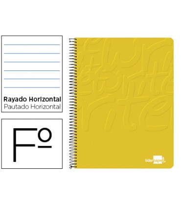 Cuaderno espiral liderpapel folio write tapa blanda 80h 60gr horizontal con margen color amarillo