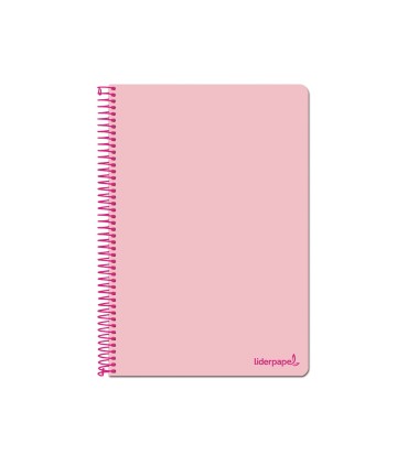 Cuaderno espiral liderpapel folio write tapa blanda 80h 60gr cuadro 4mm con margen color rosa