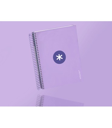 Cuaderno espiral liderpapel a5 micro antartik tapa forrada120h 90 gr cuadro 5mm 5 banda 6 taladros color lavanda