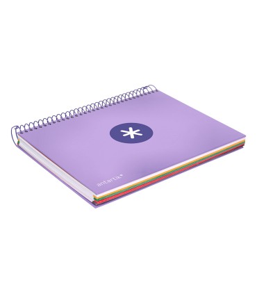 Cuaderno espiral liderpapel a5 micro antartik tapa forrada120h 90 gr cuadro 5mm 5 banda 6 taladros color lavanda