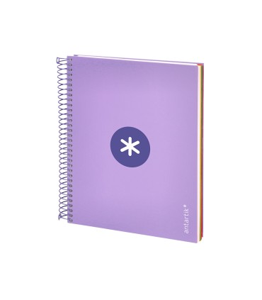 Cuaderno espiral liderpapel a5 micro antartik tapa forrada120h 90 gr cuadro 5mm 5 banda 6 taladros color lavanda