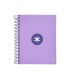 Cuaderno espiral liderpapel a5 micro antartik tapa forrada120h 90 gr cuadro 5mm 5 banda 6 taladros color lavanda