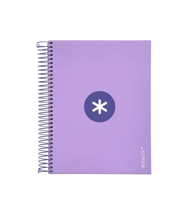 Cuaderno espiral liderpapel a5 micro antartik tapa forrada120h 90 gr cuadro 5mm 5 banda 6 taladros color lavanda