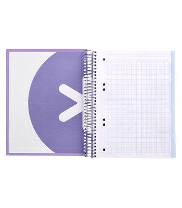 Cuaderno espiral liderpapel a5 micro antartik tapa forrada120h 90 gr cuadro 5mm 5 banda 6 taladros color lavanda