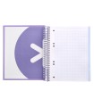 Cuaderno espiral liderpapel a5 micro antartik tapa forrada120h 90 gr cuadro 5mm 5 banda 6 taladros color lavanda