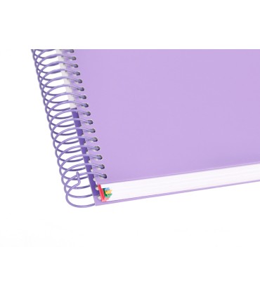 Cuaderno espiral liderpapel a4 micro antartik tapa forrada120h 100 gr cuadro 5mm 5 banda4 taladros color lavanda