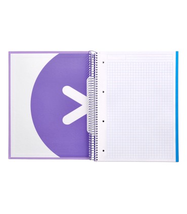 Cuaderno espiral liderpapel a4 micro antartik tapa forrada120h 100 gr cuadro 5mm 5 banda4 taladros color lavanda