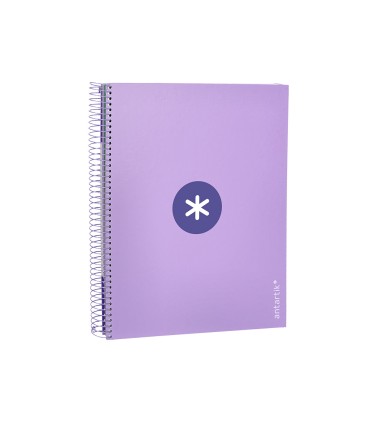 Cuaderno espiral liderpapel a4 micro antartik tapa forrada120h 100 gr cuadro 5mm 5 banda4 taladros color lavanda